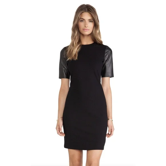 Vince | Dresses | Vince Revolve Leather Sleeve Pencil Shift Dress Size 4 | Poshmark Vince | Dresses | Vince Revolve Leather Sleeve Pencil Shift Dress Size 4 | Poshmark